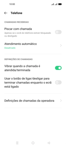 Prima Definições de chamadas da operadora.