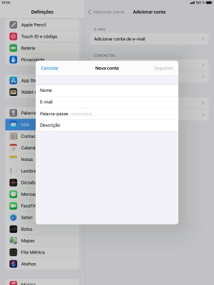 Prima Palavra-passe e introduza a password da sua conta de e-mail na Vodafone.