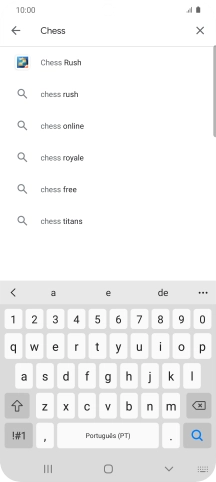 Introduza o nome ou categoria da app pretendida e prima o ícone para pesquisar.