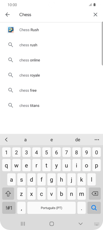 Introduza o nome ou categoria da app pretendida e prima o ícone para pesquisar.