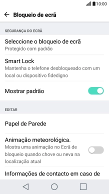 Prima Seleccione o bloqueio de ecrã e introduza o código de bloqueio do telefone atual.