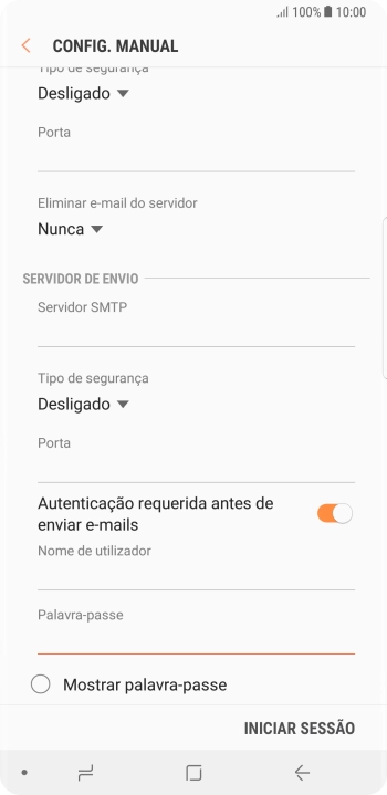 Prima INICIAR SESSÃO.