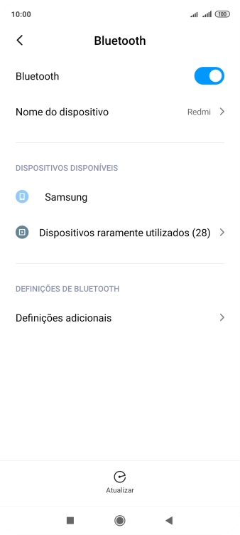 Prima o dispositivo Bluetooth pretendido e siga as indicações no ecrã para emparelhar o dispositivo pretendido com o telefone.