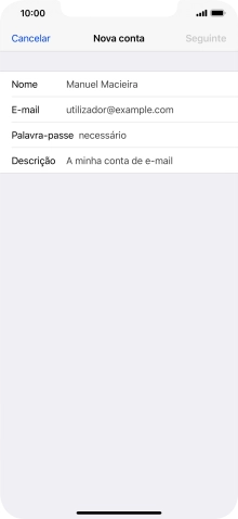 Prima Nome e introduza o nome do remetente pretendido.