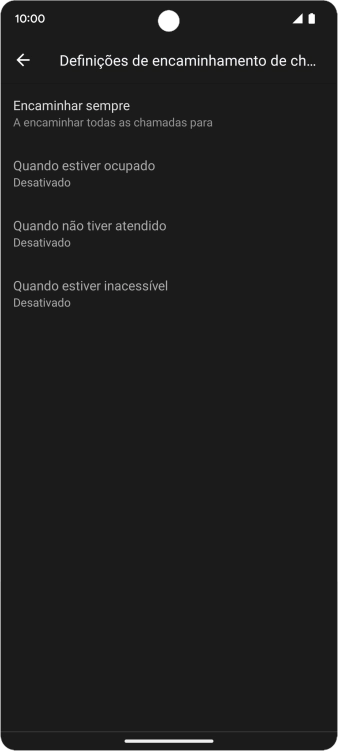 Prima o tipo de desvio pretendido.