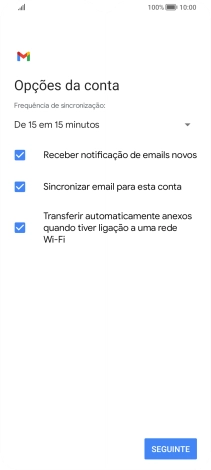 Se o ecrã mostrar esta imagem, a sua conta foi identificada e configurada automaticamente. Siga as indicações no ecrã para introduzir informações adicionais e concluir a configuração.