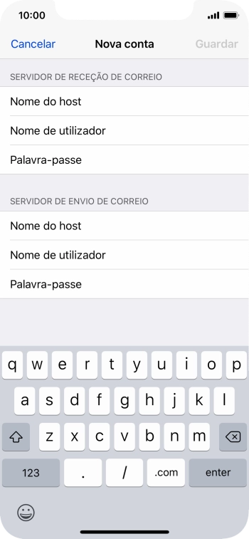 Prima Nome de utilizador e introduza o nome de utilizador no servidor de envio do seu fornecedor de e-mail.