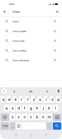 Introduza o nome ou categoria da app pretendida e prima o ícone para pesquisar.