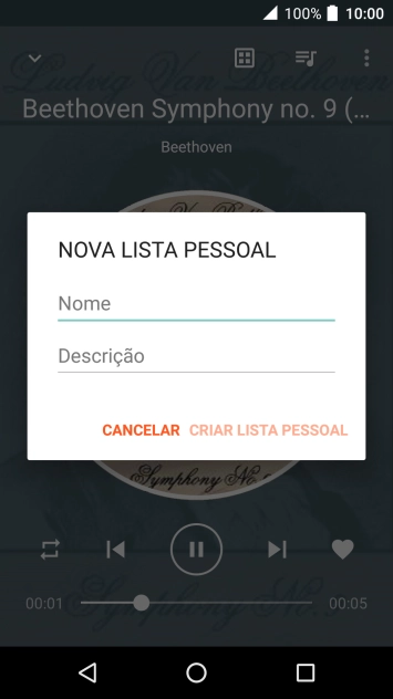 Prima Nome, e introduza o nome pretendido da lista de reprodução.