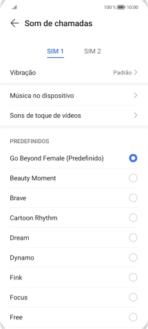 Prima os tons de toque pretendidos para os ouvir.