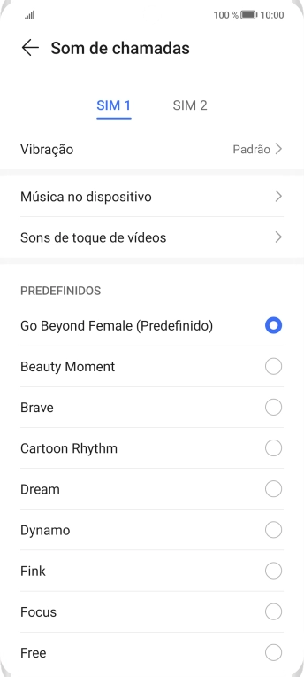 Prima os tons de toque pretendidos para os ouvir.