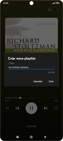Introduza o nome pretendido para a lista de reprodução e prima Criar.