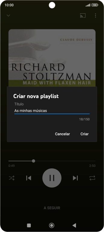 Introduza o nome pretendido para a lista de reprodução e prima Criar.