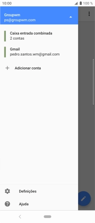 Prima a conta de e-mail pretendida.