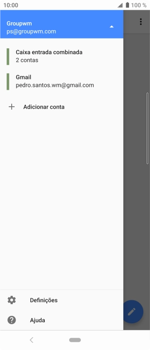 Prima a conta de e-mail pretendida.