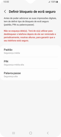 Prima o código de bloqueio do telefone pretendido e siga as indicações no ecrã para estabelecer um código de bloqueio adicional.