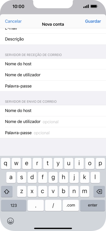 Prima Nome de utilizador e introduza o nome de utilizador da sua conta de e-mail.