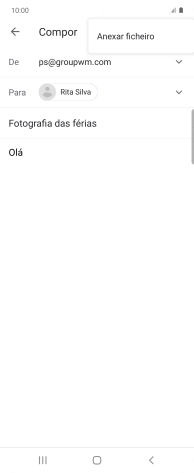 Prima Anexar ficherio e vá até à pasta pretendida.