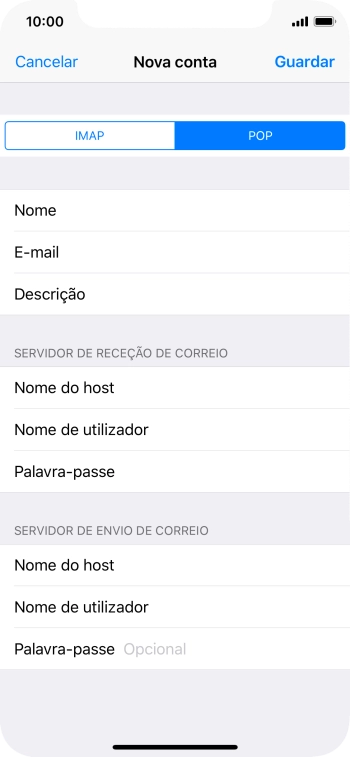 Prima Palavra-passe e introduza a password da sua conta de e-mail.