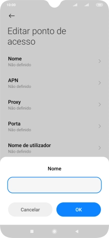 Introduza Vodafone Internet e prima OK.