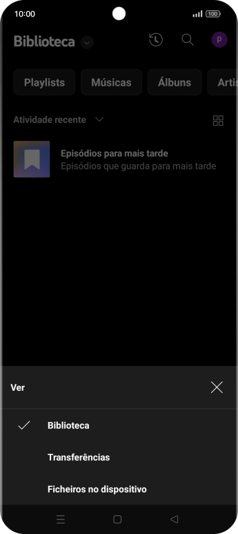 Prima Ficheiros no dispositivo e dirija-se ao ficheiro de música pretendido.