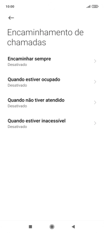 Prima o tipo de desvio pretendido.