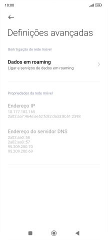 Prima Dados em roaming.
