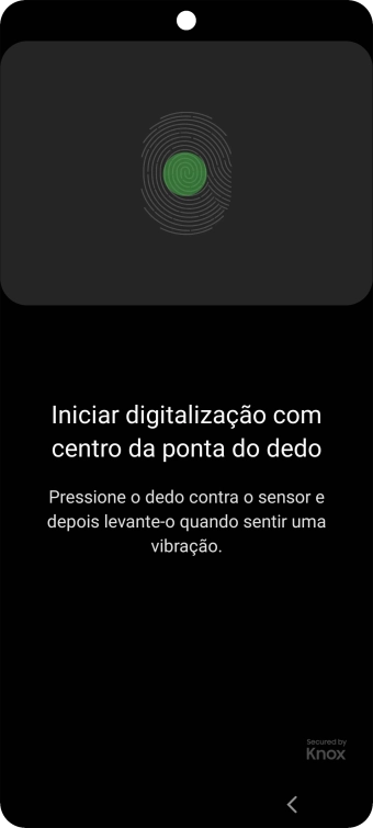 Siga as indicações no ecrã para definir a impressão digital como código de bloqueio.