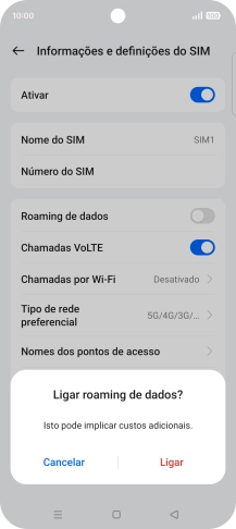 Se ativar a função, prima Ligar.
