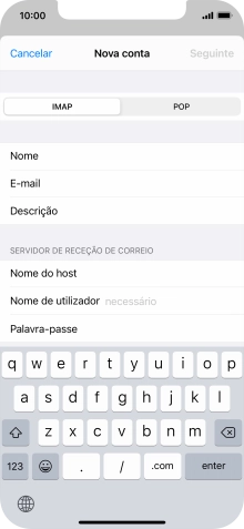 Prima Nome de utilizador e introduza o nome de utilizador da sua conta de e-mail na Vodafone.