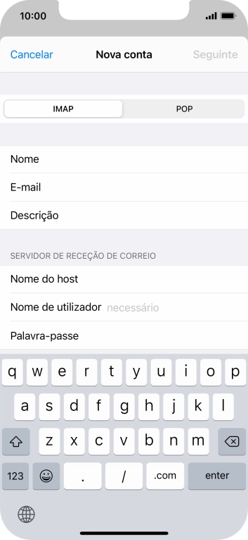 Prima Nome de utilizador e introduza o nome de utilizador da sua conta de e-mail na Vodafone.