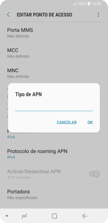 Introduza default e prima OK.