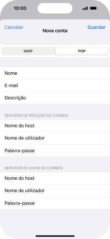 Prima Guardar. A sua conta de e-mail está agora configurada. Se pretender escolher definições adicionais para o servidor de receção e envio, siga os passos seguintes.