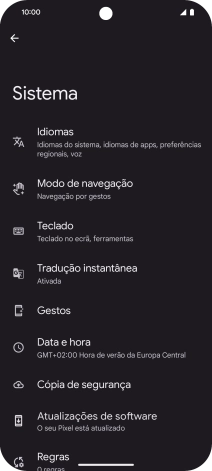 Prima Atualizações de software. Se existir uma nova versão de software disponível, será agora indicado no ecrã. Siga as indicações no ecrã para atualizar o software do telefone.