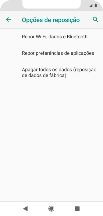 Prima Apagar todos os dados (reposição de dados de fábrica).