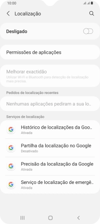 Prima o indicador para ativar ou desativar a função.