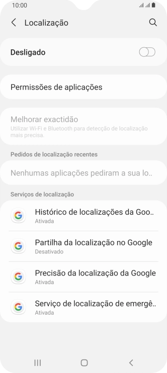 Prima o indicador para ativar ou desativar a função.