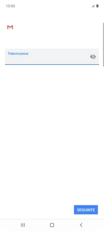 Prima SEGUINTE e introduza a password da sua conta de e-mail na Vodafone.