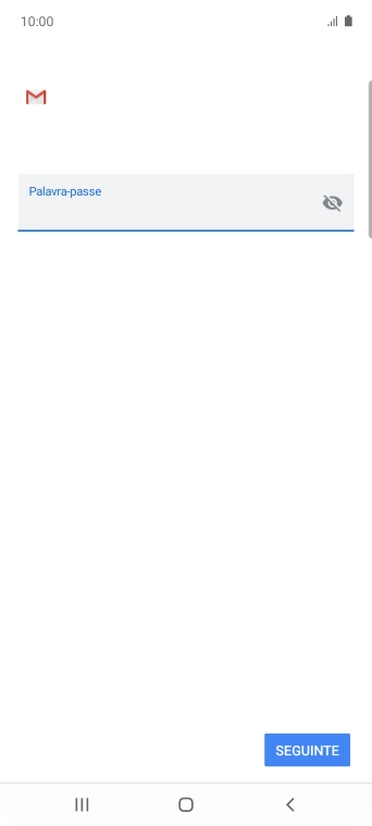 Prima SEGUINTE e introduza a password da sua conta de e-mail na Vodafone.