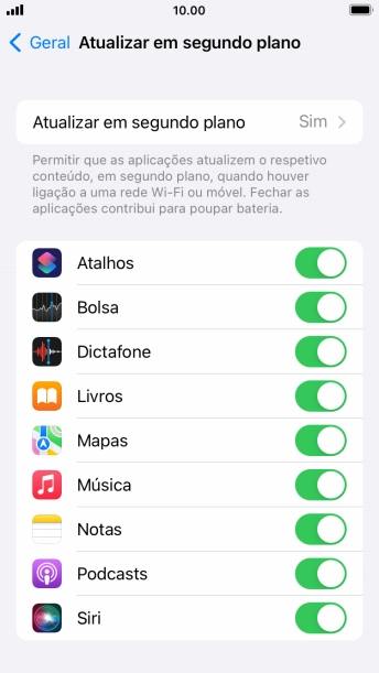 Prima Atualizar em segundo plano.