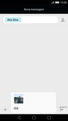 Prima o ícone para enviar quando terminar de escrever a sua mensagem multimédia.