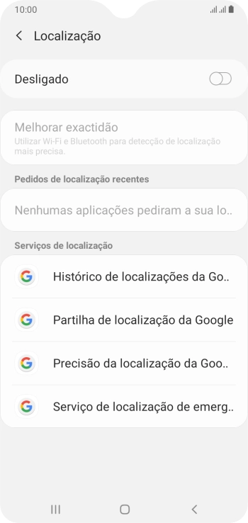 Prima o indicador para ativar ou desativar a função.