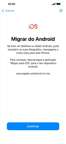 Antes de ser possível transferir conteúdo para o seu telefone, é necessário instalar a app 