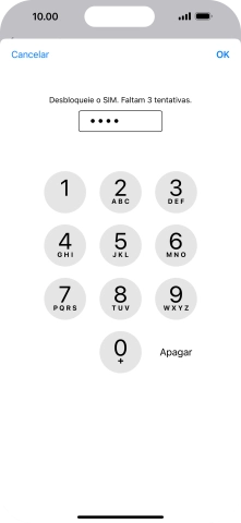 Introduza o seu código PIN e prima OK.