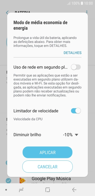 Prima APLICAR para ativar a função.