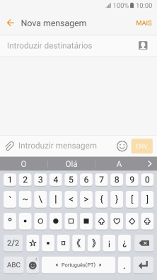Prima ABC para voltar à introdução de texto.