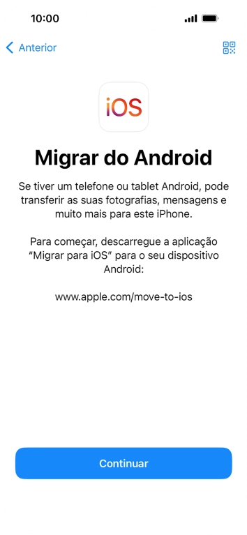 Antes de ser possível transferir conteúdo para o seu telefone, é necessário instalar a app 