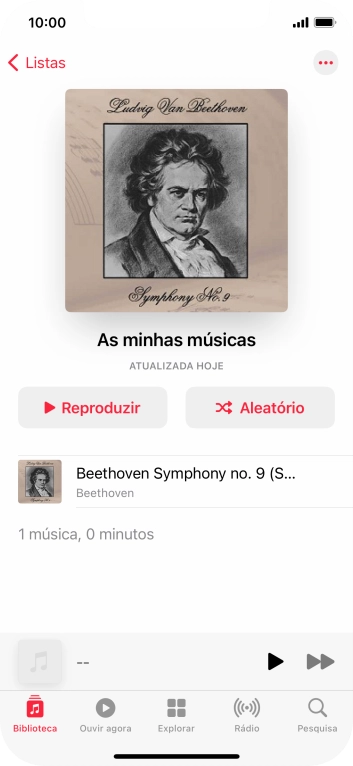 Vá até à categoria ou lista de reprodução pretendida e prima o ficheiro de música pretendido.
