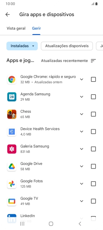 Prima a app pretendida.