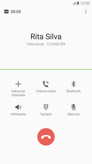 Prima o ícone para terminar a chamada.